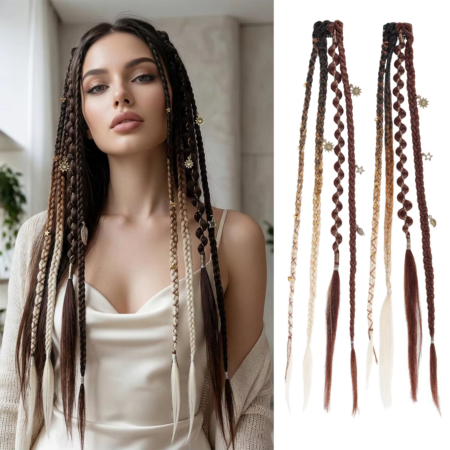 Extensions de cheveux tressés à clipser