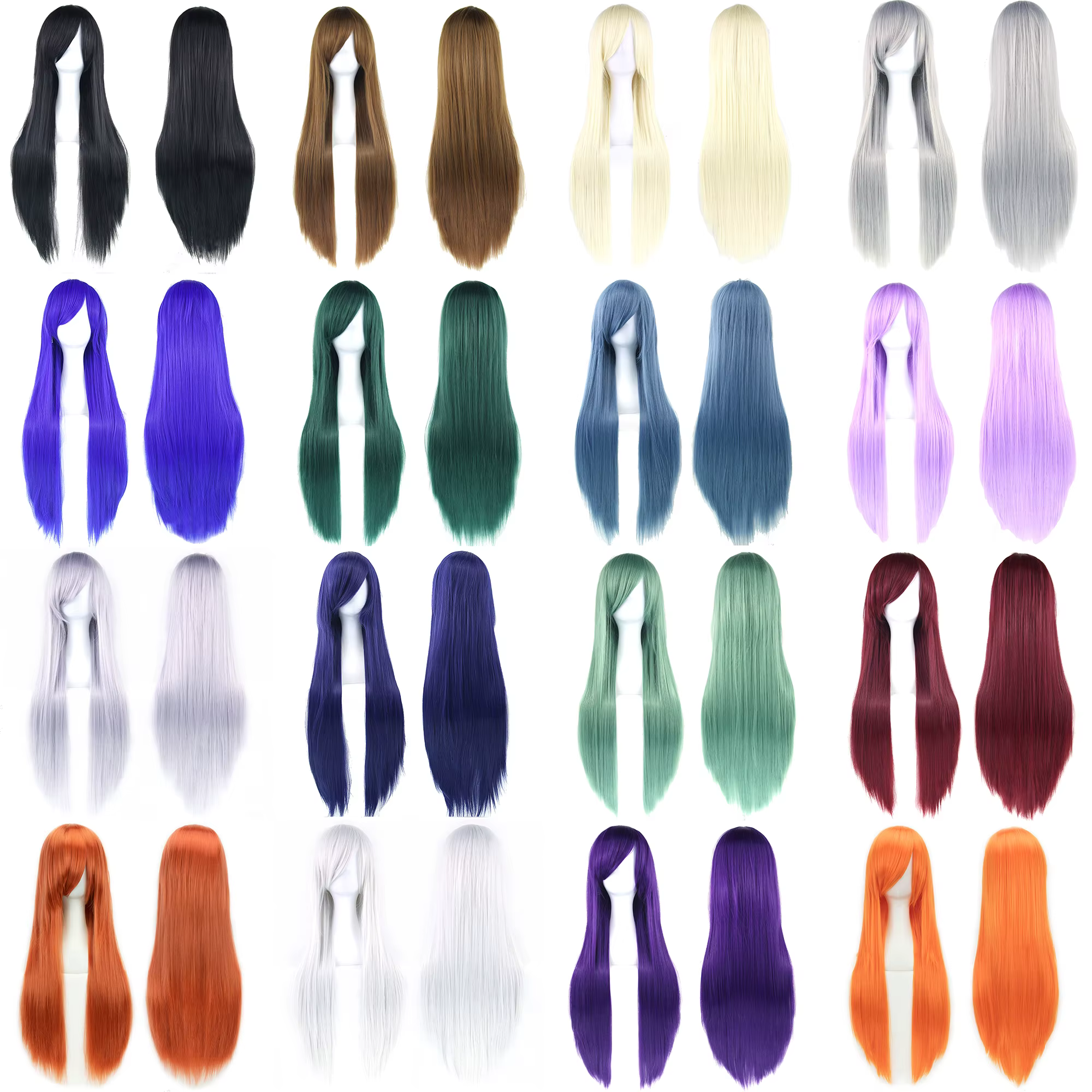 Soowee 80 cm de Long cheveux synthétiques blanc violet Cosplay perruques fête