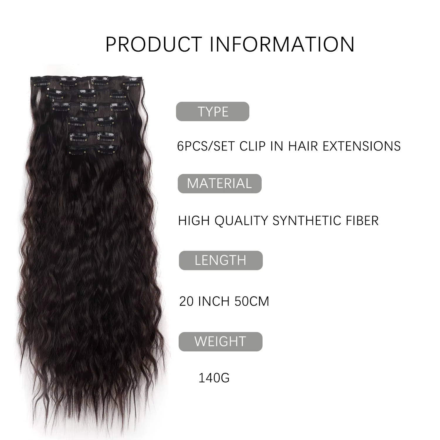 Extensions de cheveux synthétiques à clipser pour femmes et filles