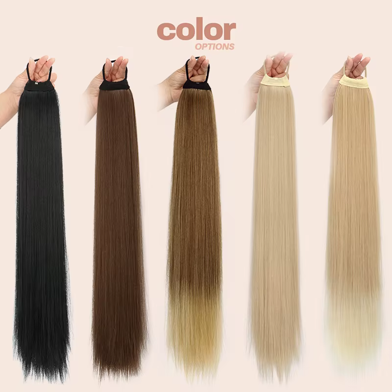 Extension de cheveux synthétiques longs et raides pour femmes