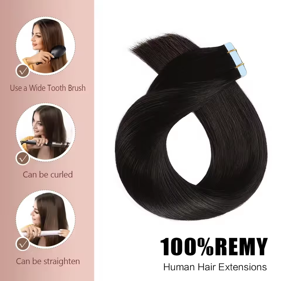 Extensions de cheveux humains Remy lisses de 14 à 28 pouces