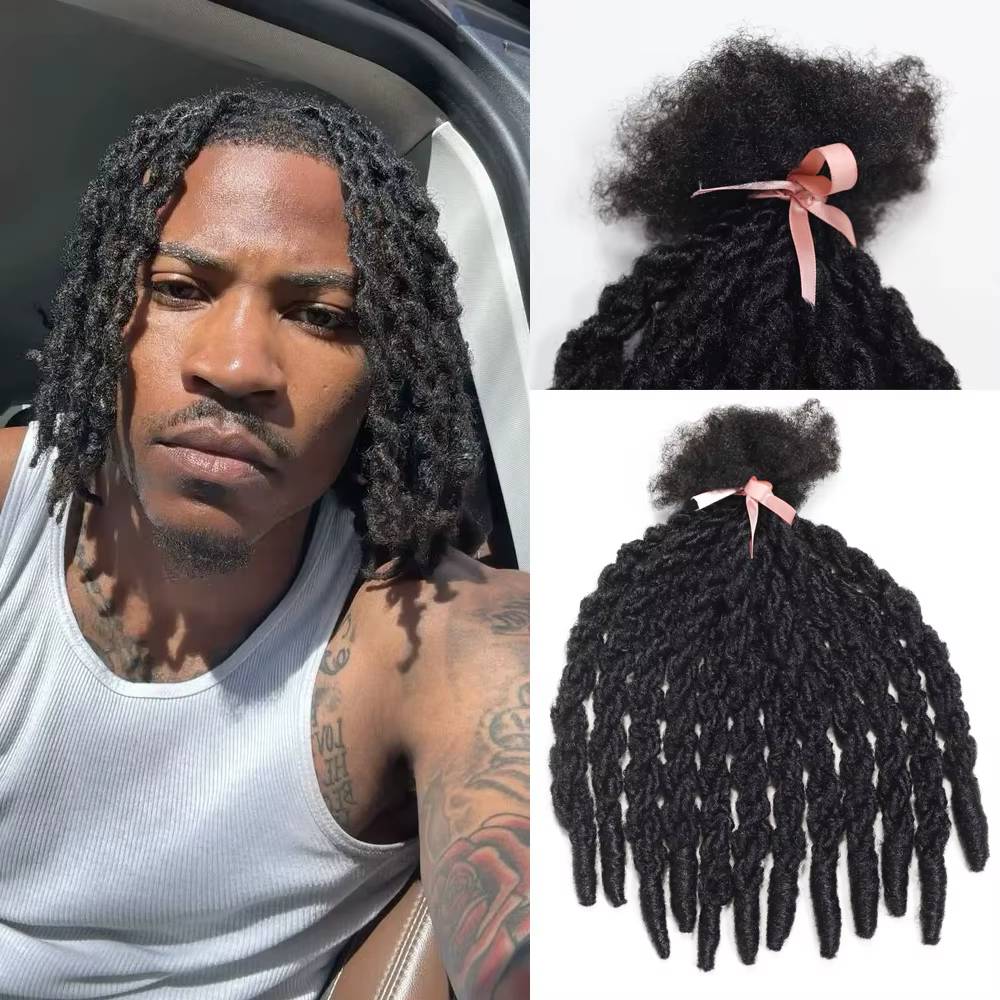 Extensions Loc synthétiques double torsion pour hommes, cheveux Dreadlock permanents, 12 couleurs disponibles, 14 pouces, largeur 2 cm, 12 brins