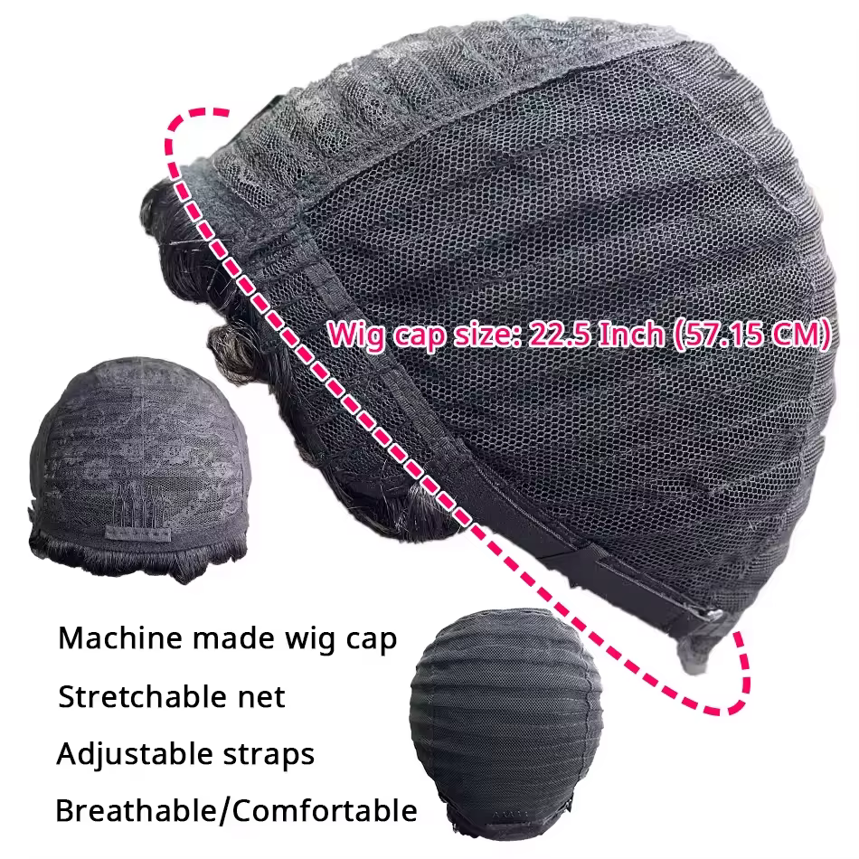 Perruque de cheveux humains coupe lutin 6 "en couches courtes bouclées lâches avec frange Remy