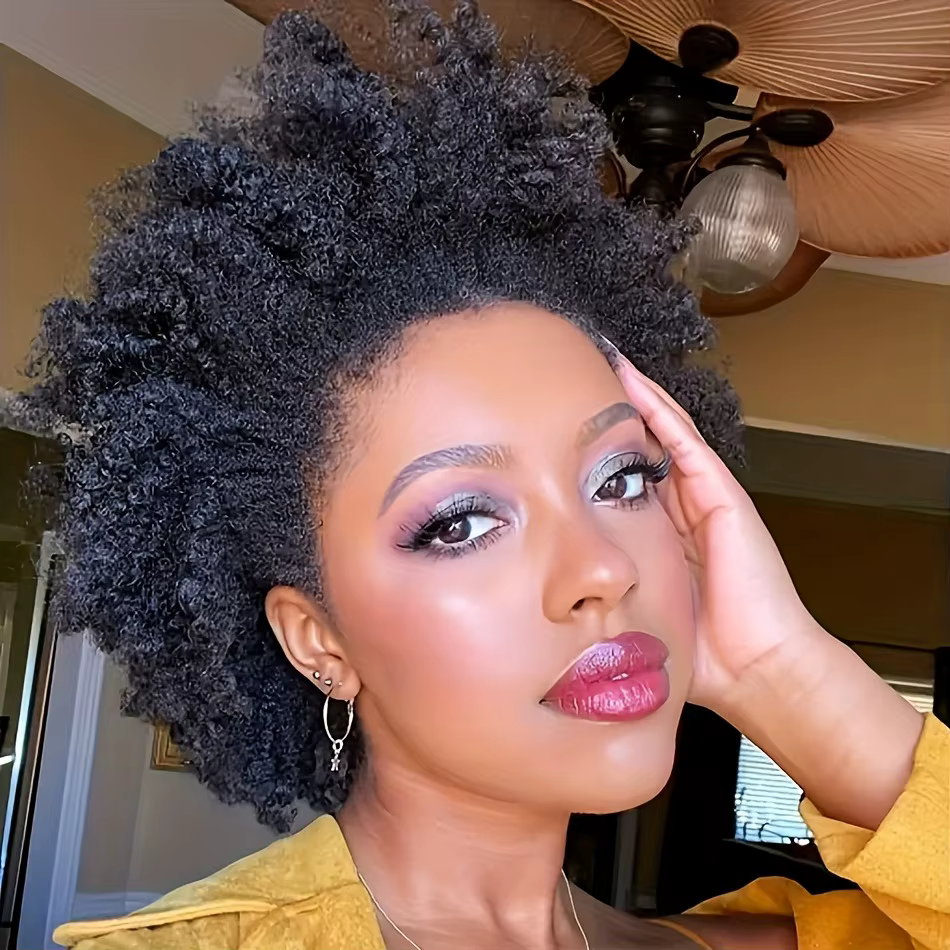 Perruque coupe lutin de densité 150%, cheveux humains vierges brésiliens, 13x4, Lace Front transparente, Afro, crépus et bouclés, Style Bob court