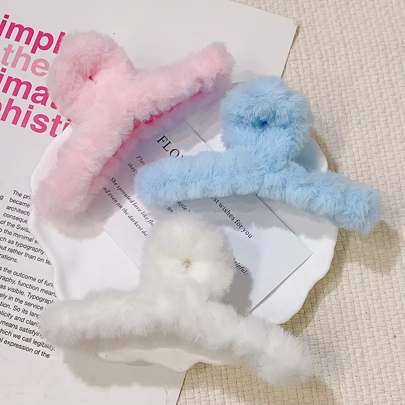 Nouvelle pince à cheveux croisée colorée et moelleuse pour femmes et filles