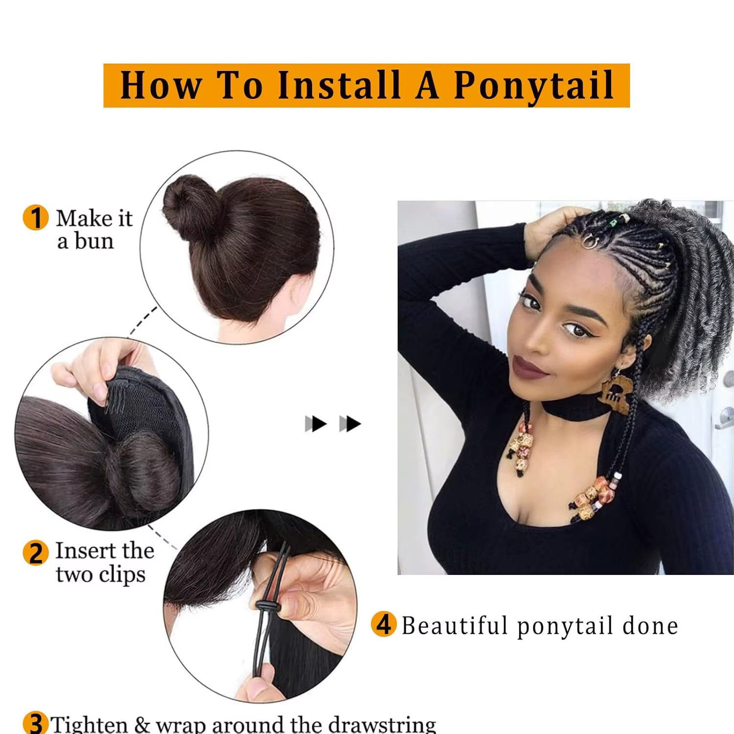 Extensions de queue de cheval Dreadlock pour femmes cordon