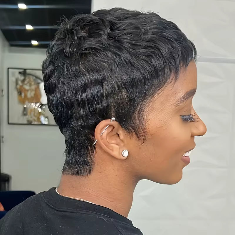 Perruque courte Elf en cheveux humains naturels