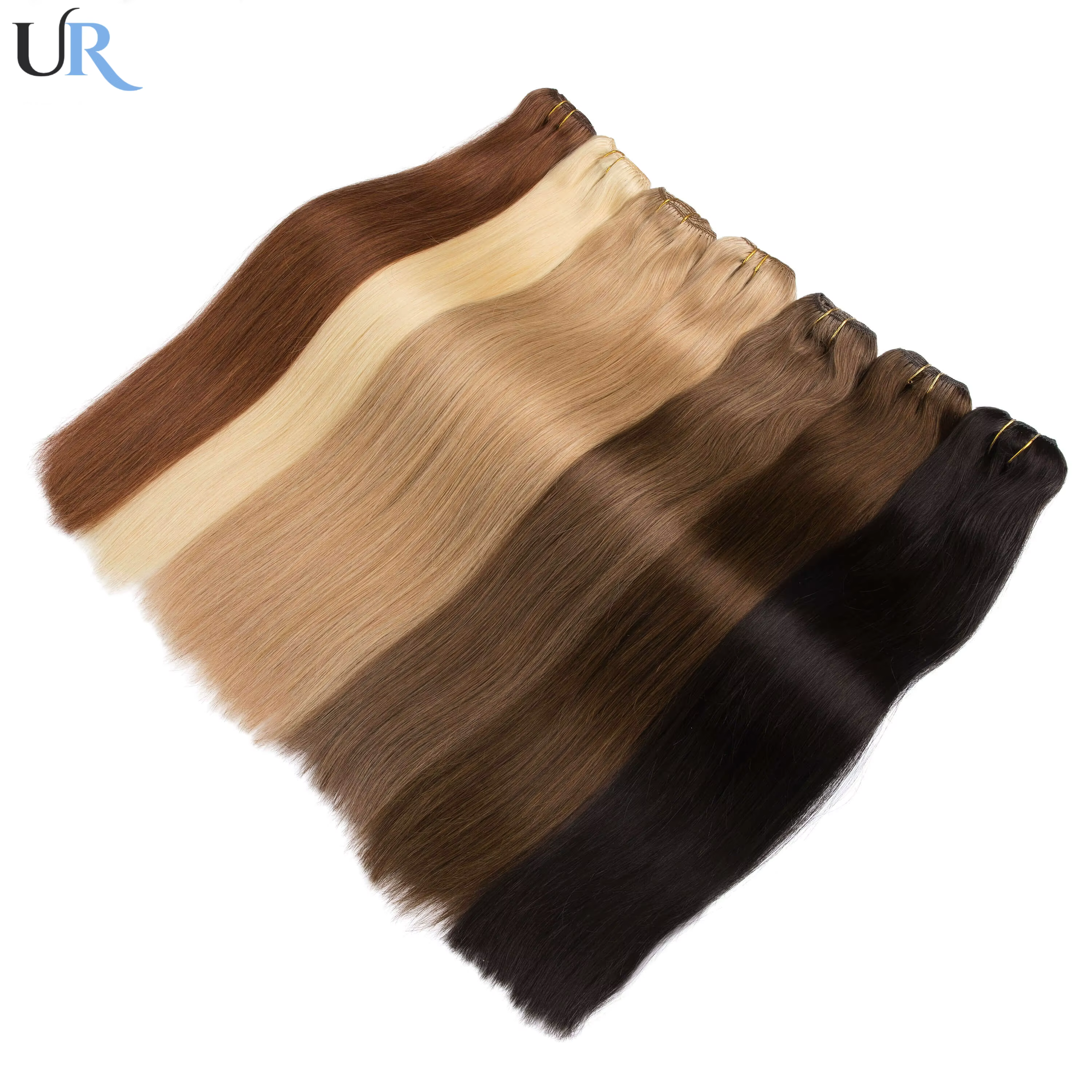 Clip de surbrillance caramel dans les extensions de cheveux 7 pièces