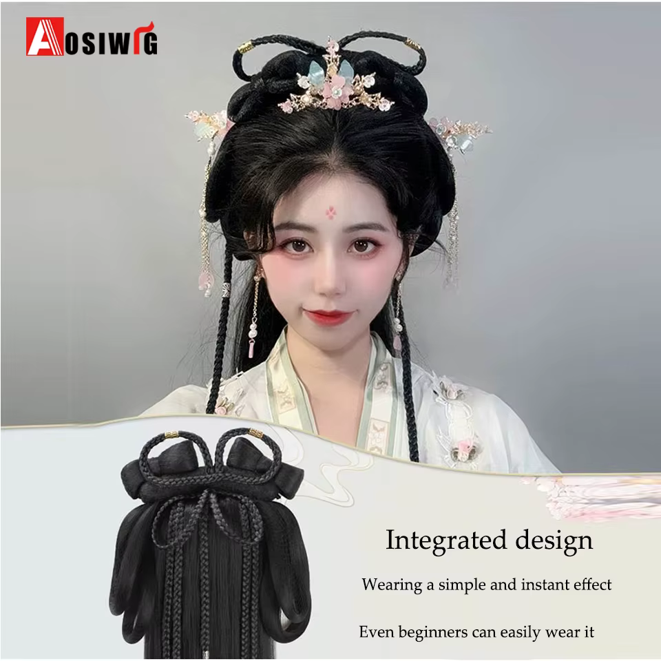 Hanfu synthétique Style ancien bandeau tresse intégré