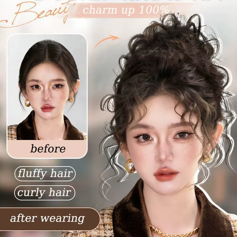 Extensions de chignon en cheveux synthétiques bouclés