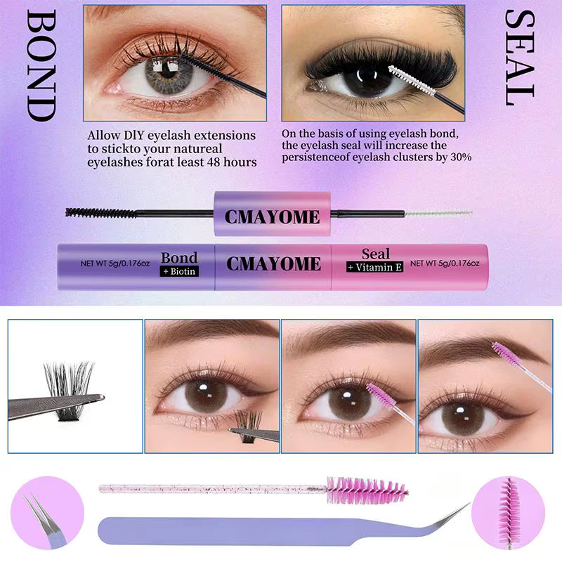 Extensions de cils en grappes DIY, plateau mixte de cils individuels volumineux, effet œil de chat