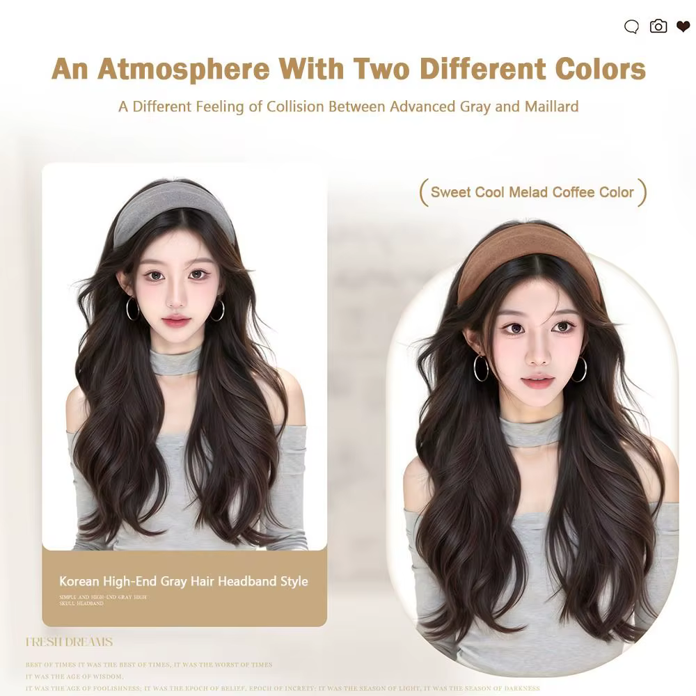 Nouveau Long ondulé bouclés bandeau Extension de cheveux postiches naturelles synthétiques en forme de U demi-tête couverture pour les femmes