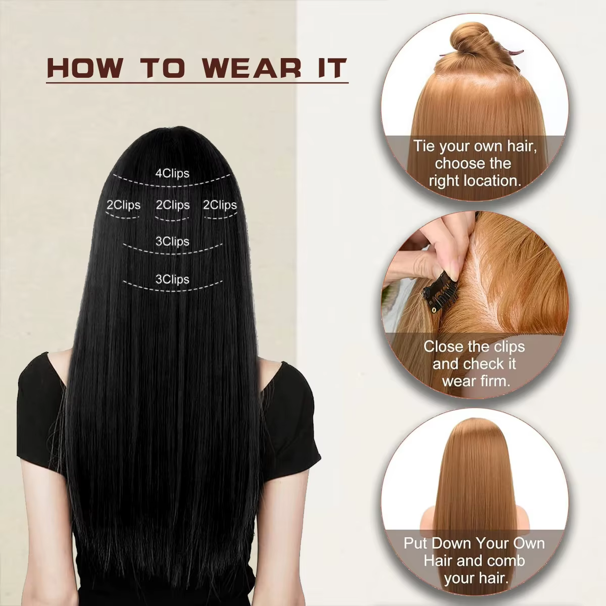 Extensions capillaires synthétiques longues et lisses