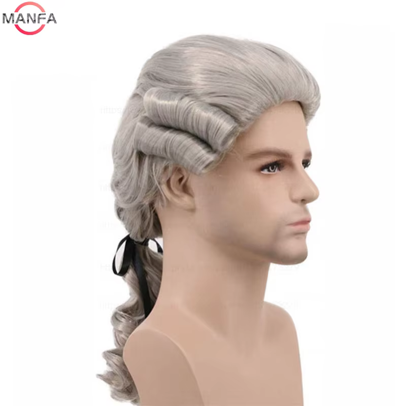 Perruque de Cosplay synthétique bouclée pour avocat