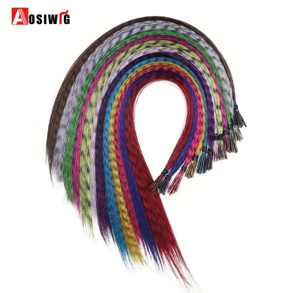AOSISynthetic-Extensions de cheveux en plumes