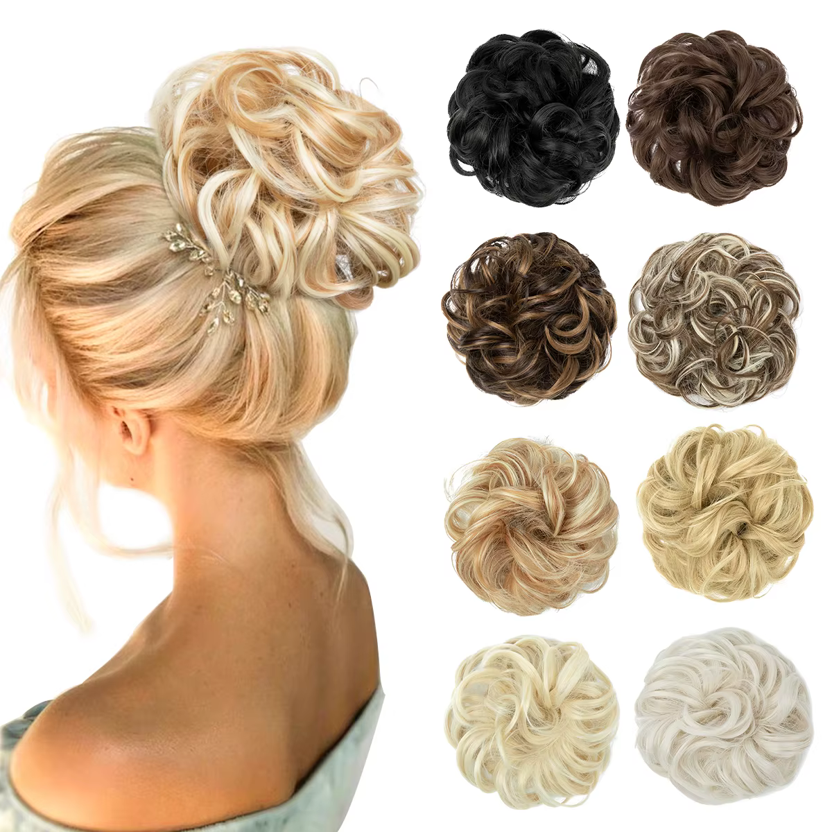Chignon synthétique en désordre à usage quotidien