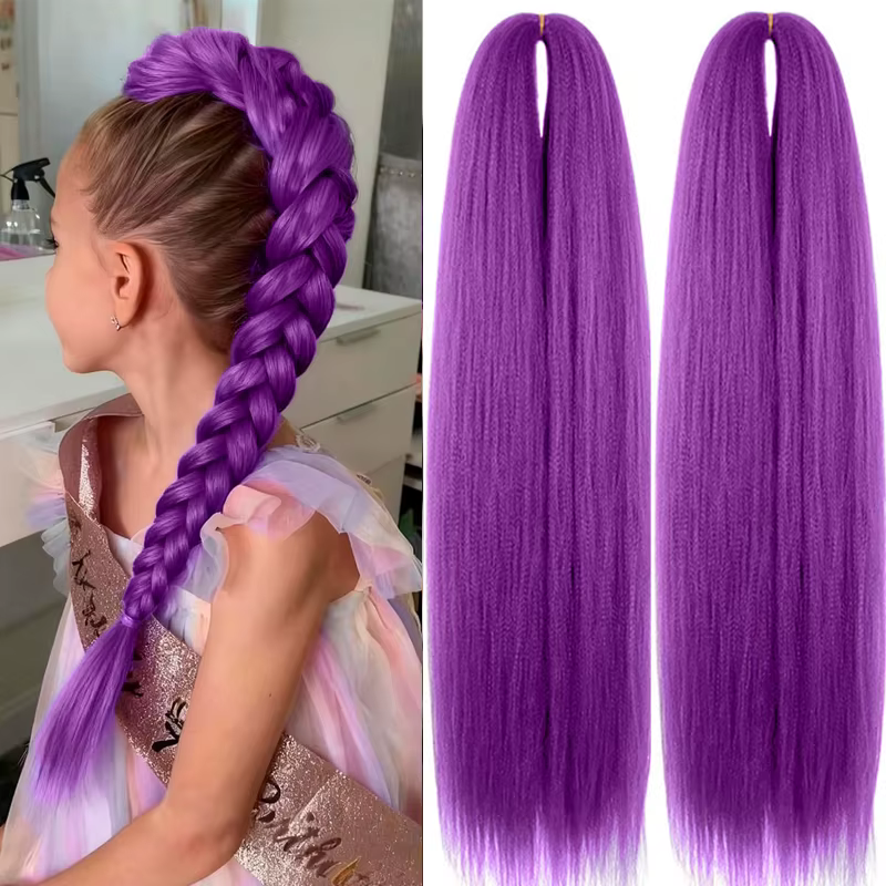 Extensions capillaires synthétiques tressées violettes