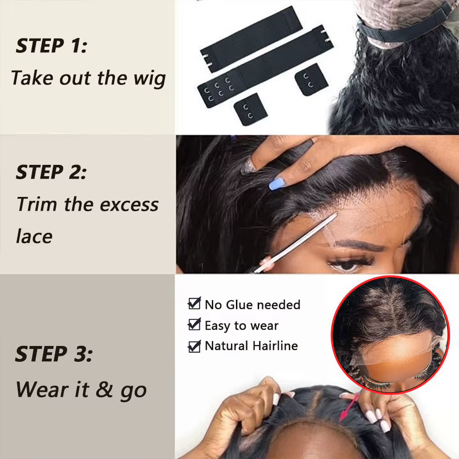 Perruque 100% Cheveux Humains 5x5 Sans Colle Ondulée Effet Mouillé Transparente HD 13x4 Vraie Chevelure Vietnamienne Naturelle Densité 250 300