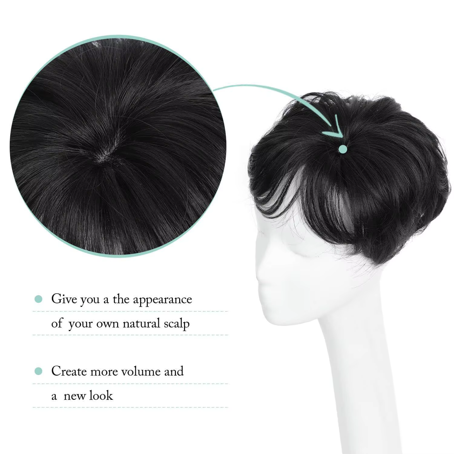 OLACARE court coupe lutin cheveux Toppers pince synthétique dans la tête Topper Extension moelleux naturel faux postiche