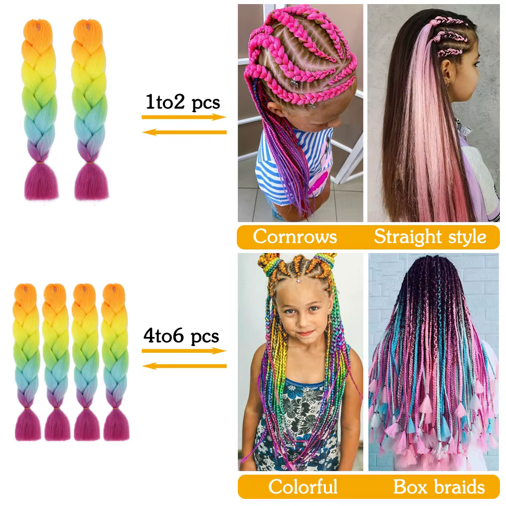 AZCalls EEN-Extensions de Tresses Synthétiques pour Enfants