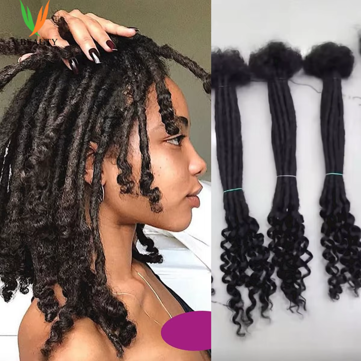 Extensions de Locs en Cheveux Humains avec Pointes Bouclées