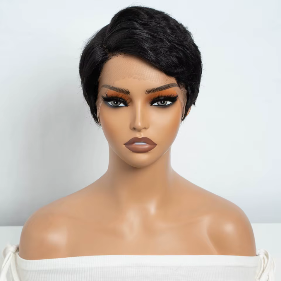 Perruques Lekker CLearance Highlight Short Pixie Cut Side Part Lace Front 100% Cheveux Humains Pour Femmes Sans Colle Cheveux Brésiliens Remy Bob