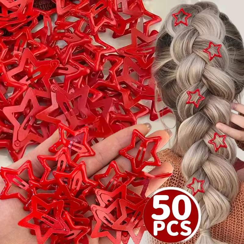 5-50 pièces, pinces à cheveux rouges du Nouvel An 2026