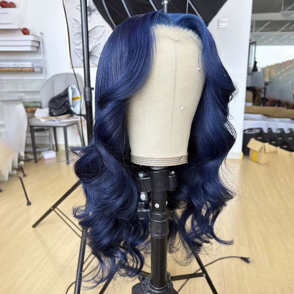 Perruque Lace Front Wig synthétique bleu foncé