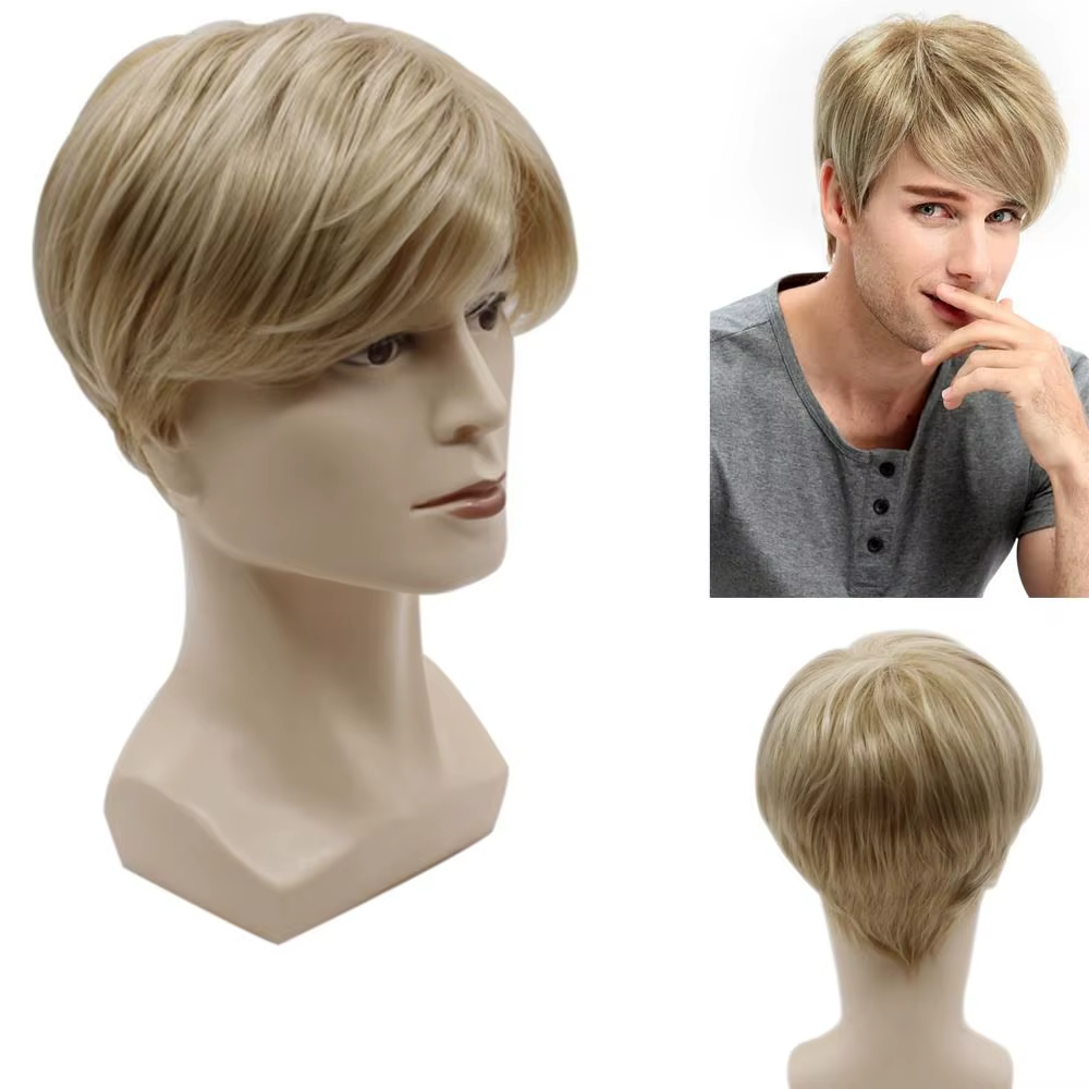 Perruque Synthétique Courte et Lisse pour Homme