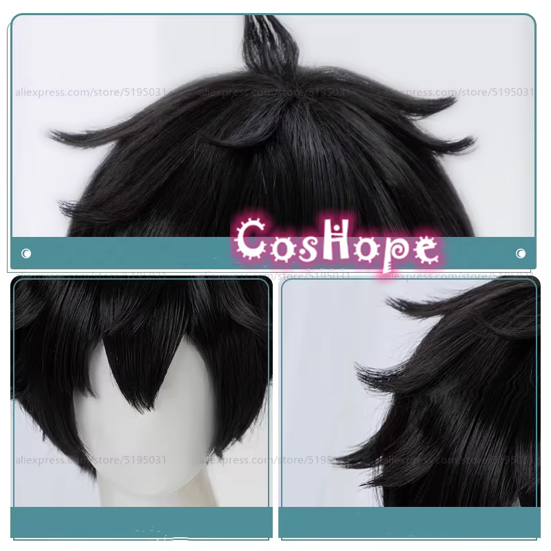 Dan Heng Cosplay perruque 30 cm perruque courte perruque noire Cosplay Anime Cosplay perruques résistant à la chaleur perruques synthétiques