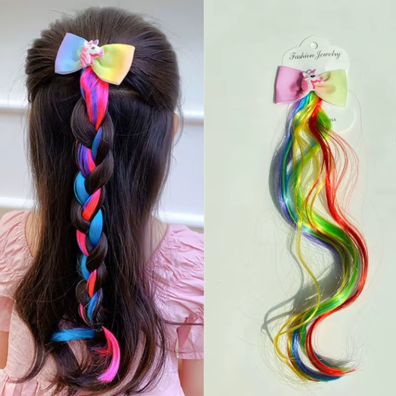 Perruques Queue de Cheval Colorée pour Fille