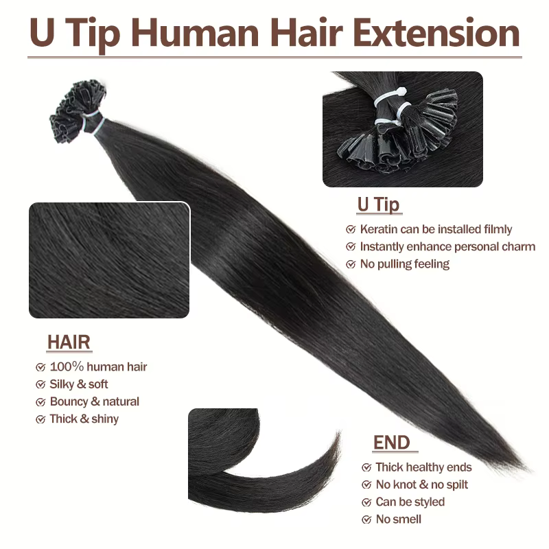 Extensions de cheveux à pointe en U