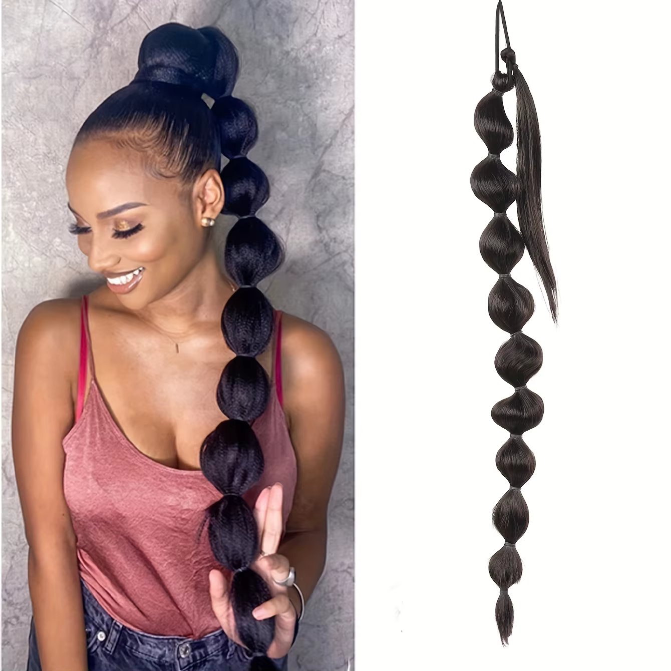 Extensions de cheveux synthétiques queue de cheval moelleuse africaine-tresse longue étendue