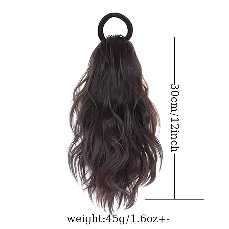 Extensions de queue de cheval de cheveux de 12 pouces perruque ondulée bouclée