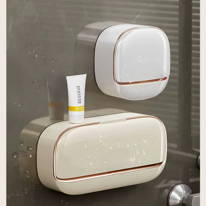 Élégante porte-savon mural avec drainage, sans perçage, boîte de rangement haut de gamme pour salle de bain, porte-savon, support pour savon en barre