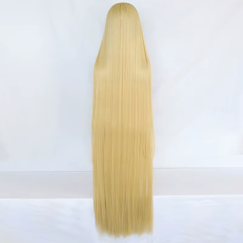 Raiponce Cosplay perruque film emmêlé princesse longue Blonde droite résistant à la chaleur cheveux Halloween Anime jeu