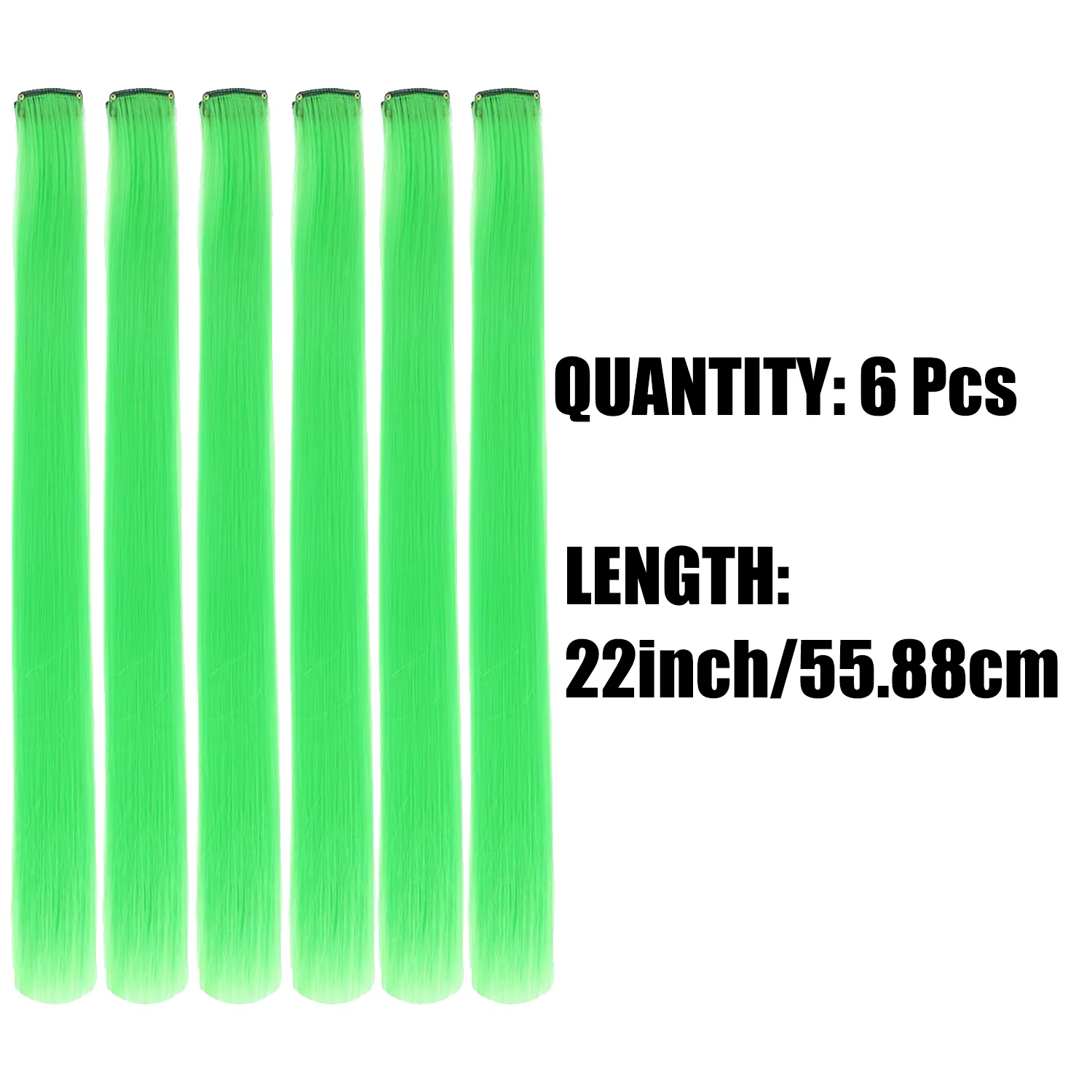 Extensions de cheveux synthétiques vert herbe à clips