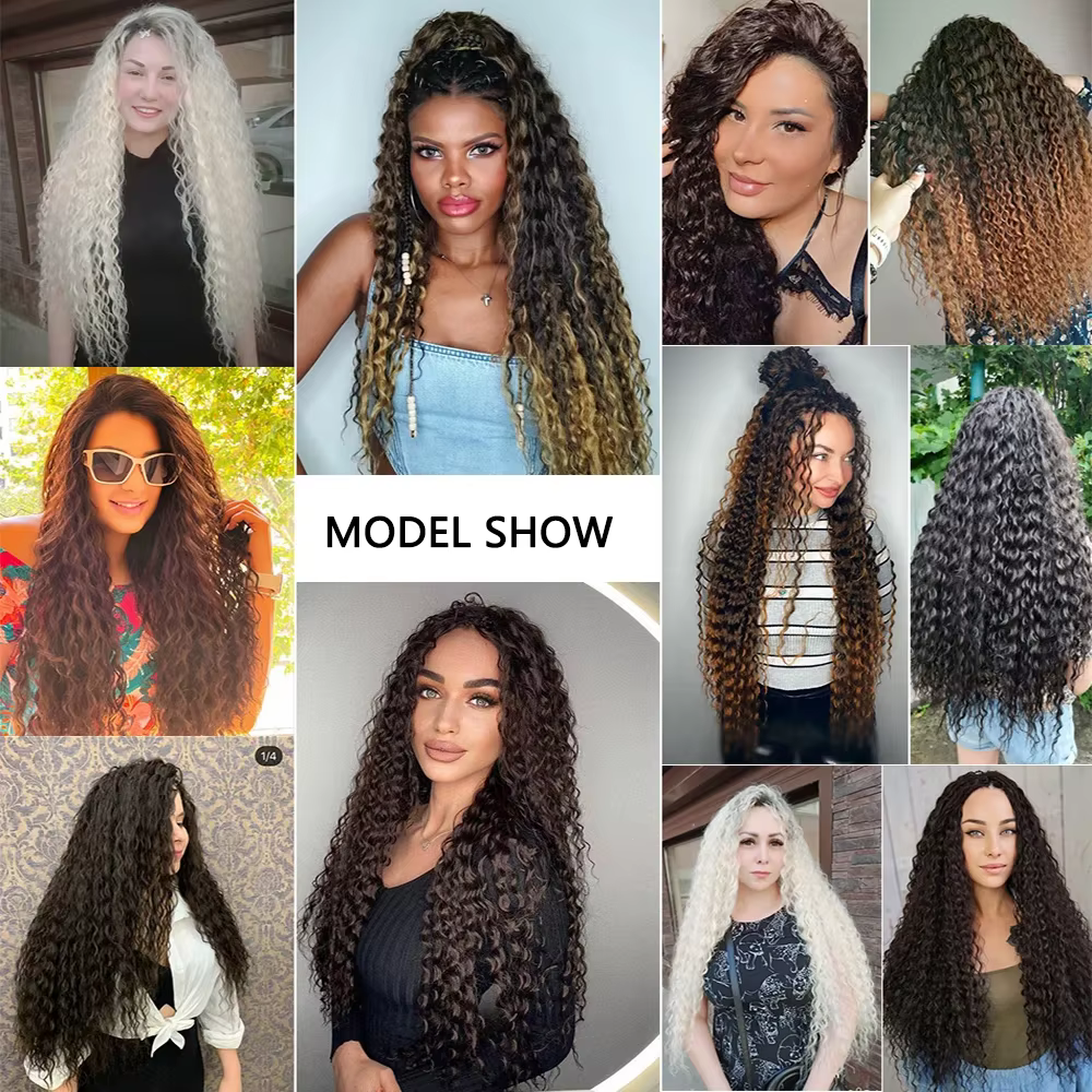 Extensions de cheveux synthétiques bouclés pour femmes, 9 pièces/ensemble, fibres capillaires longues résistantes à la chaleur, tissage pour femme