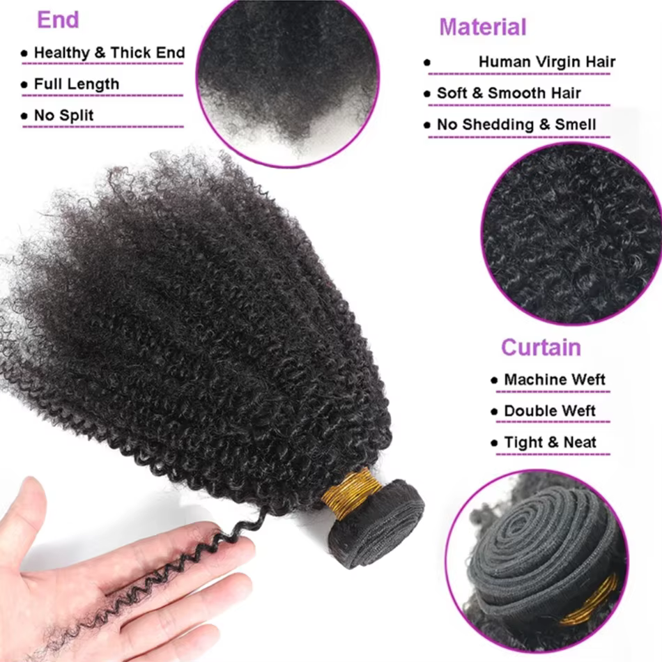 Tissage en lot brésilien naturel Remy crépu bouclé