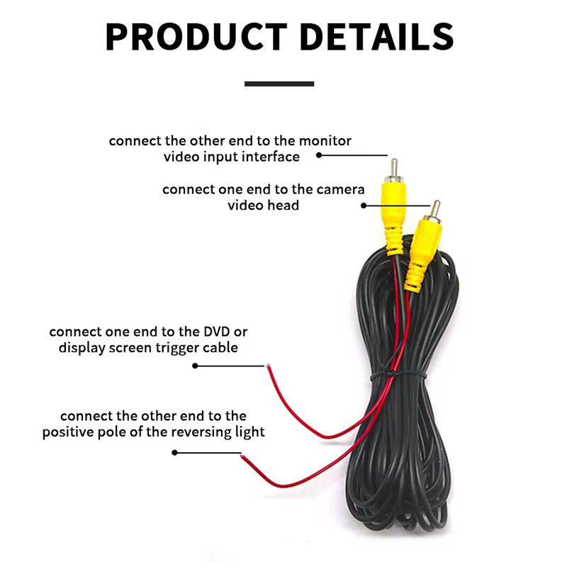 Câble vidéo RCA avec câble d'alimentation pour caméra de recul de voiture, câble d'extension AV, SFP, 6 m, 10 m, 20m