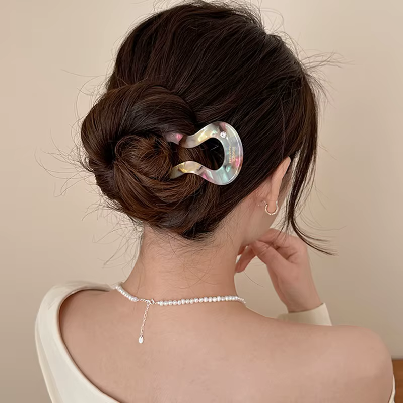 Pince à cheveux torsadée française en acétate