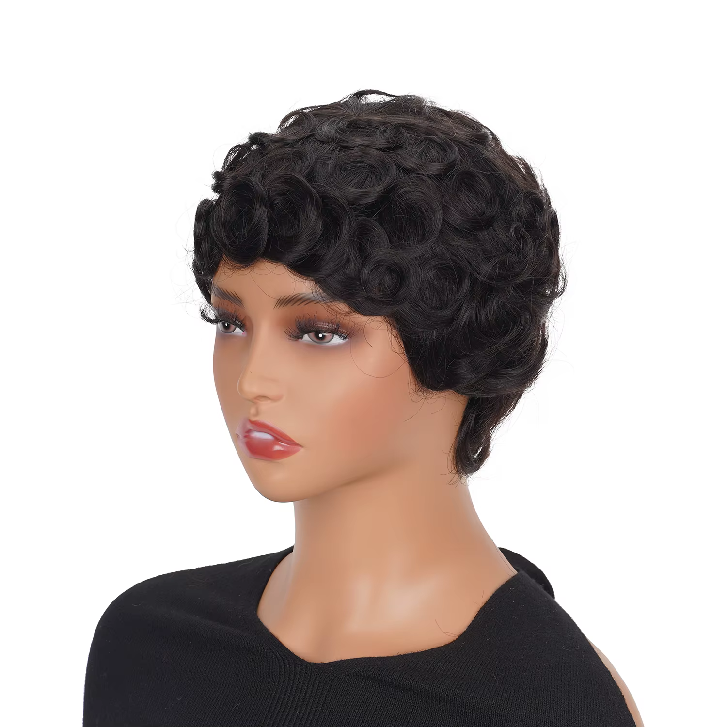 Perruques courtes coupe lutin pour femmes cheveux humains