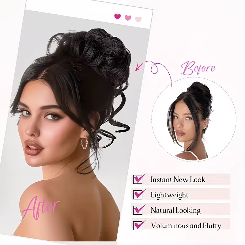 Chignon désordonné synthétique en forme de donut