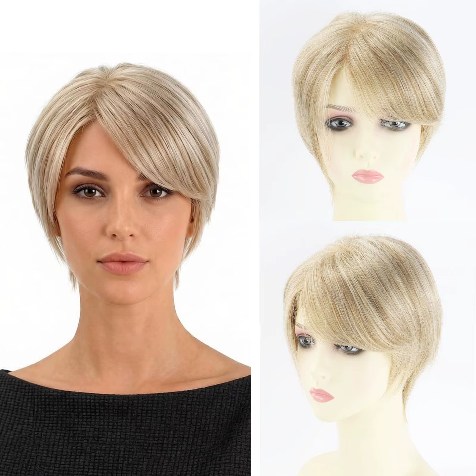Perruque Mono Top à Trame Ouverte en Cheveux Humains Vierges Européens