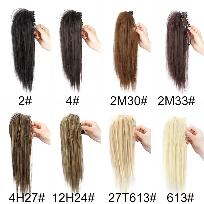 Extension capillaire synthétique courte et lisse de 14 pouces