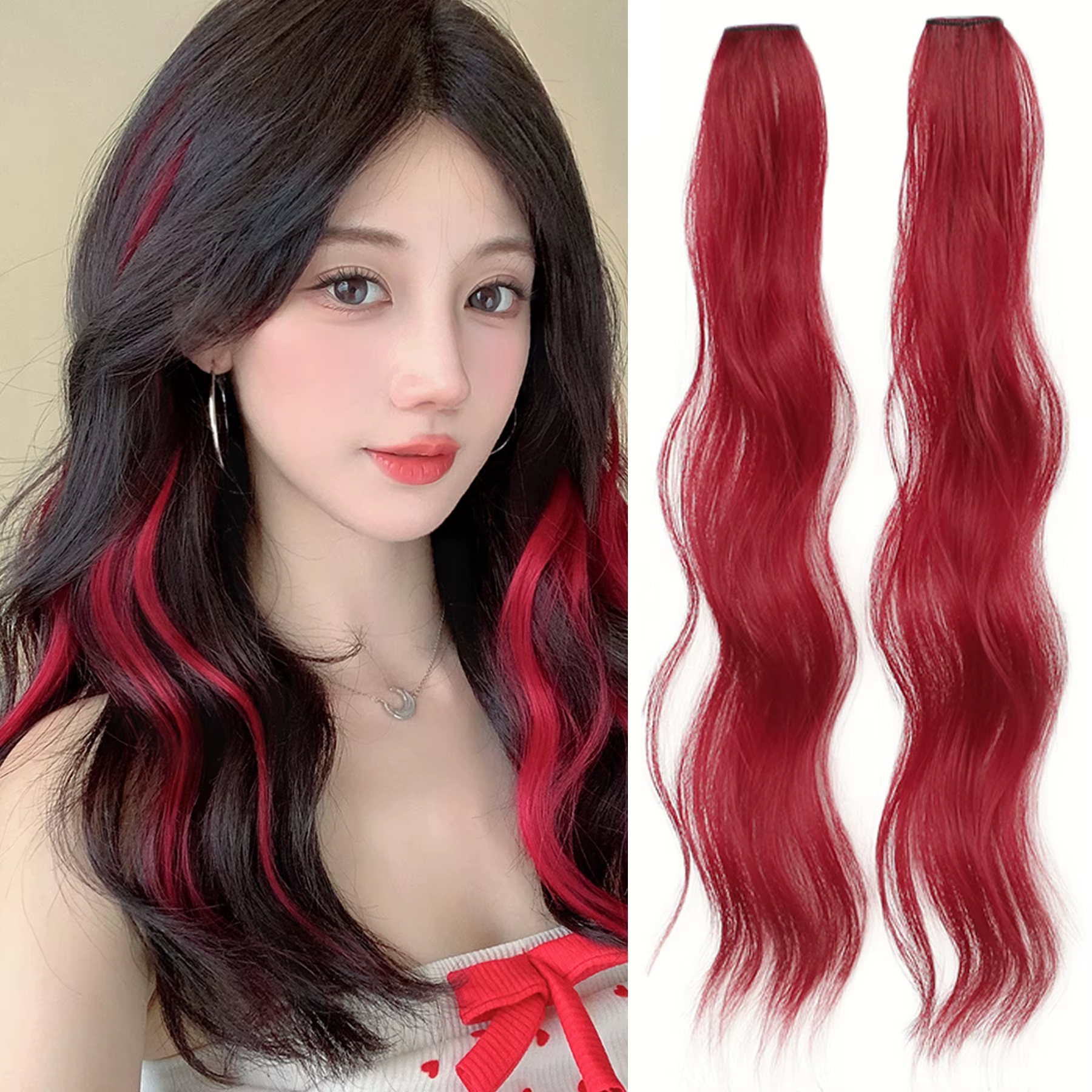 50 cm Extension de cheveux bouclés pince en postiche longue oreille suspendue perruque