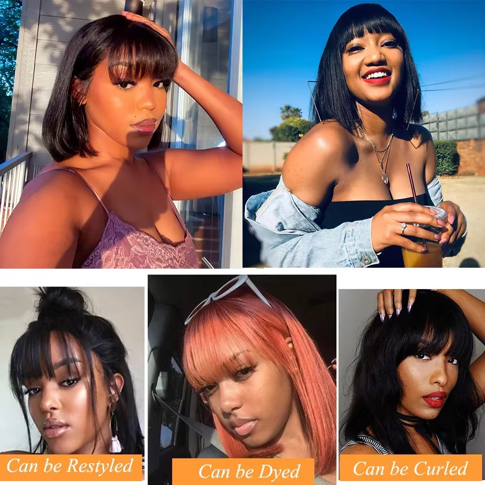 Cheveux brésiliens Bob perruque avec Bang droite Bob