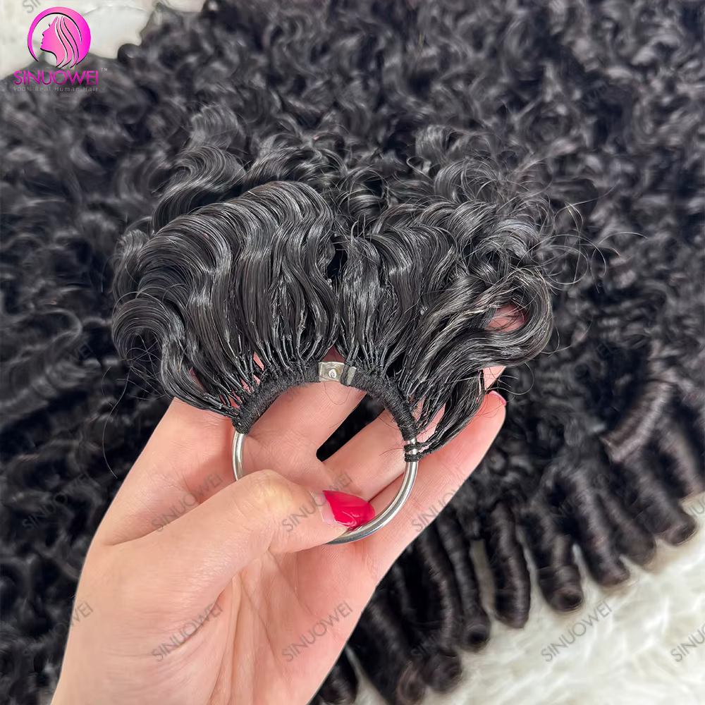 de au cheveux huains, type plume, 12A, bouclés , noir naturel, pré-séparées
