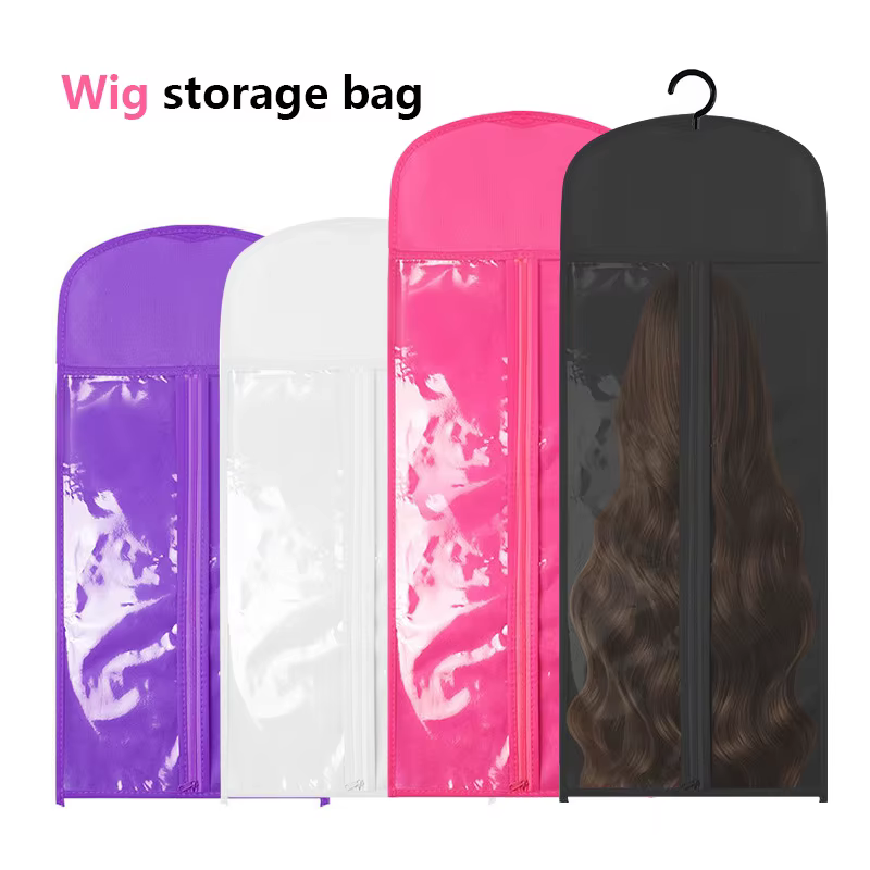 Sac de rangement pour perruques, sac d'organisation, étui pour perruques, sac transparent spécifique aux perruques, sac à fermeture éclair