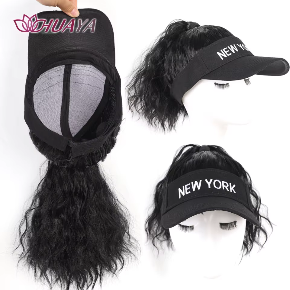 Extensions de cheveux synthétiques dames bouclés queue de cheval perruques chapeau connecté couvre-tête casquette à